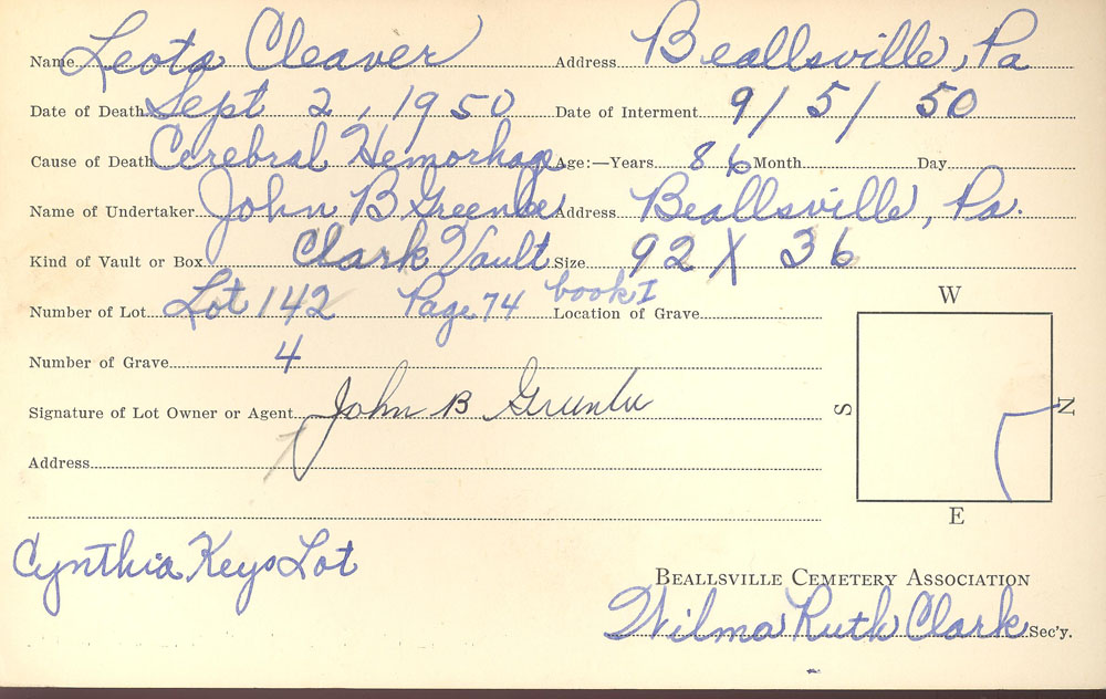 burial card